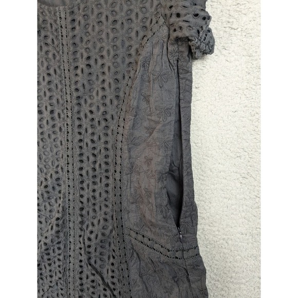 Sundance Eyelet Midi Dress Womens Size 8 Slate Gray Fairycore Whimsy Goth Cotton - Picture 9 of 14